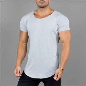 Alphalete Grey Melange Scoop Neck T-Shirt - Medium
